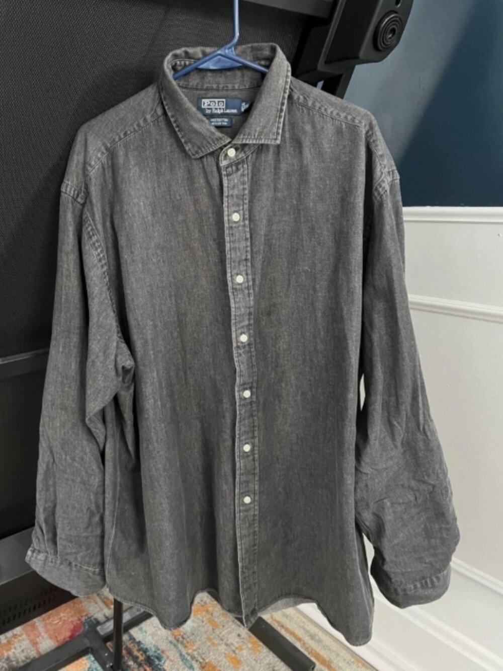 Polo Ralph Lauren Shirt  2XL Button Up Black Denim Jean Westerton Work Basic